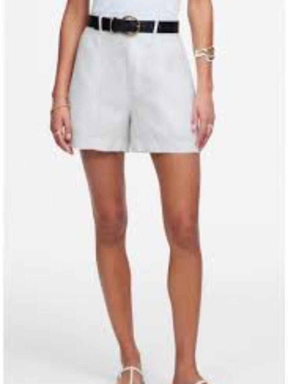Madewell Tailored Linen High Rise Shorts, White - Size 4